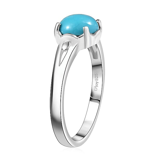 D'Joy Sleeping Beauty Turquoise 1.10 Ctw Solitaire Ring In Platinum Over Sterling Silver