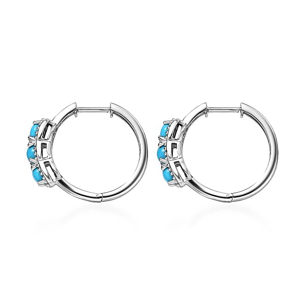 D'Joy Sleeping Beauty Turquoise 1.75 Ctw Hoop Earring In Platinum Over Sterling Silver