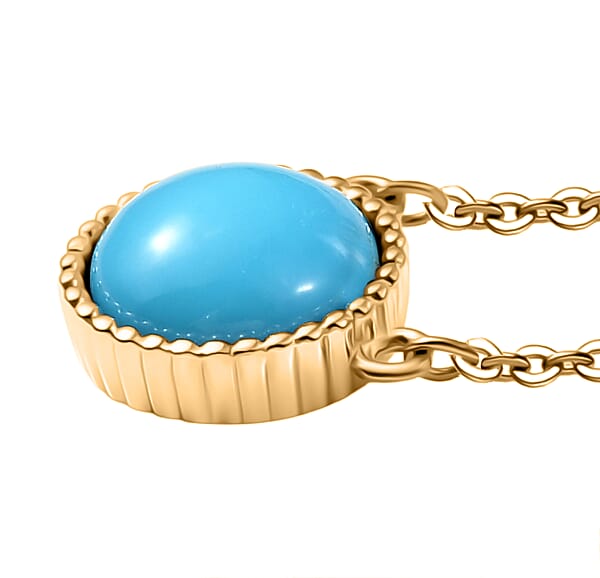 D'Joy Sleeping Beauty Turquoise 2.40 Ctw Fancy Necklace In 18K Vermeil Yellow Gold Over Sterling Silver 20 Inches