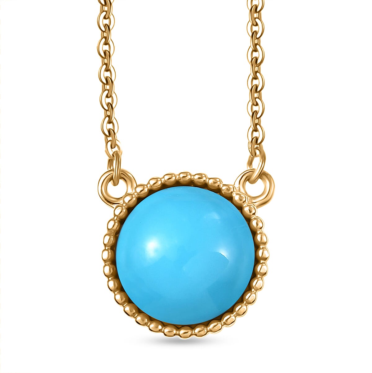 D'Joy Sleeping Beauty Turquoise 2.40 ctw Fancy Necklace in 18K Vermeil Yellow Gold Over Sterling Silver 20 Inches