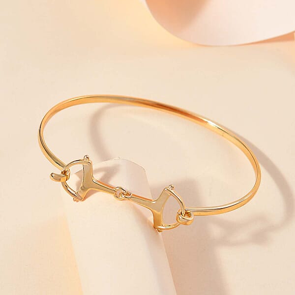 D'Joy Snaffle Openable Bangle Bracelet In 18K Vermeil Yellow Gold Over Sterling Silver (7.25 In) 7.97 Grams