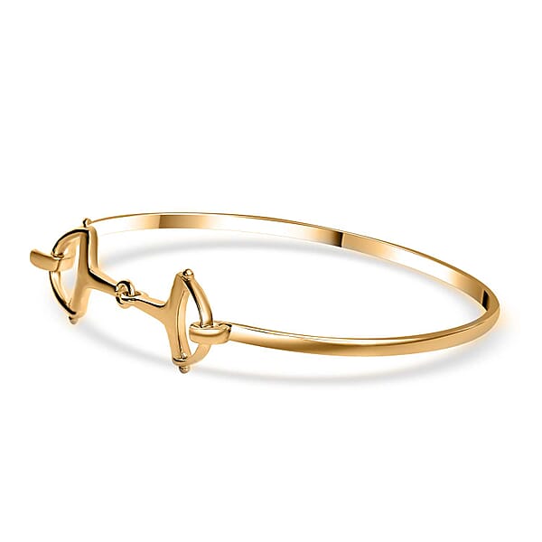 D'Joy Snaffle Openable Bangle Bracelet In 18K Vermeil Yellow Gold Over Sterling Silver (7.25 In) 7.97 Grams