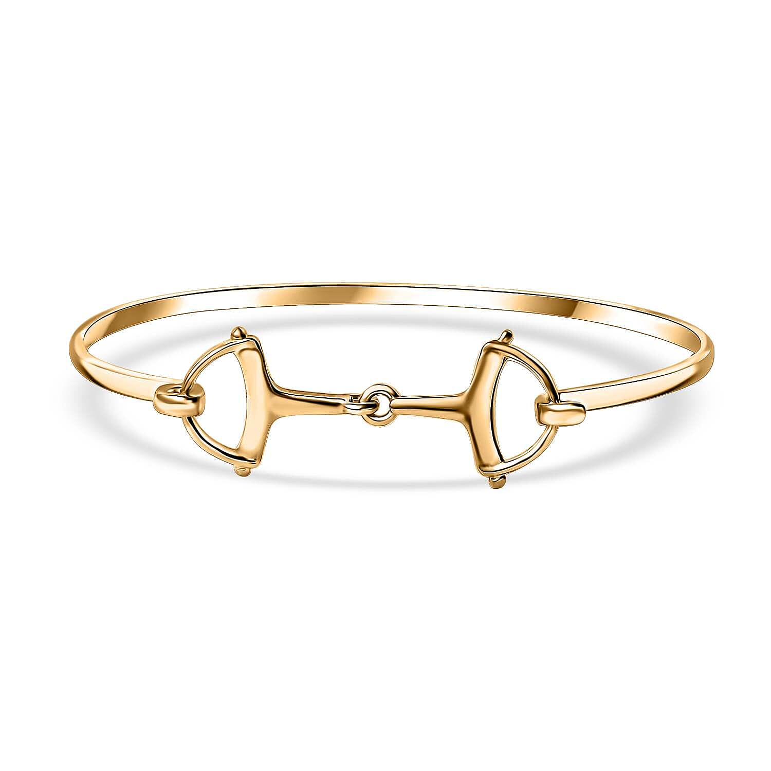 D'Joy Snaffle Openable Bangle Bracelet in 18K Vermeil Yellow Gold Over Sterling Silver (7.25 In) 7.97 Grams