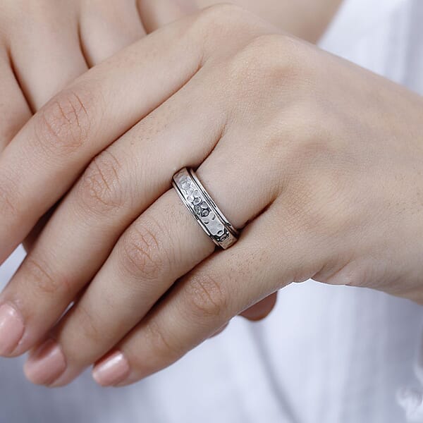D'Joy Speedy Spinner Fidget Ring For Anxiety Stress Relieving Anxiety Band Ring In Platinum Over Sterling Silver 7.10 Grams