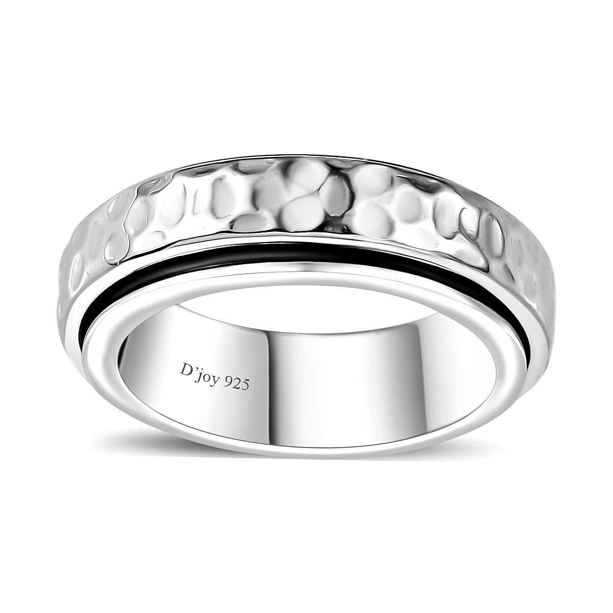 D'Joy Speedy Spinner Fidget Ring for Anxiety Stress Relieving Anxiety Band Ring in Platinum Over Sterling Silver 7.10 Grams