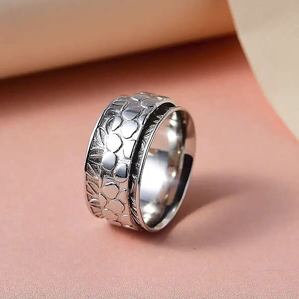 D'Joy Spinner Band Ring In Platinum Over Sterling Silver 7.50 Grams