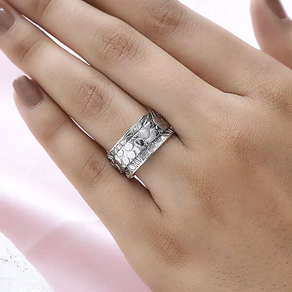 D'Joy Spinner Band Ring In Platinum Over Sterling Silver 7.50 Grams