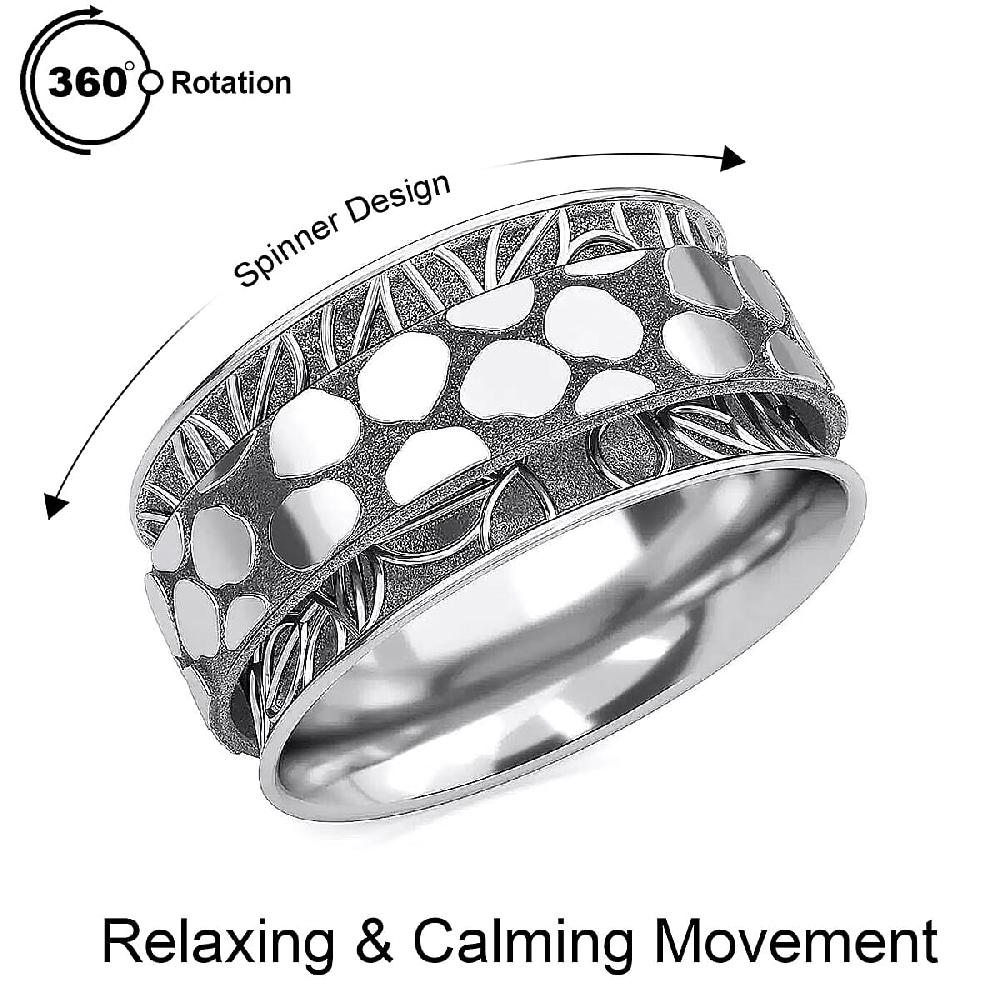 D'Joy Spinner Band Ring in Platinum Over Sterling Silver 7.50 Grams