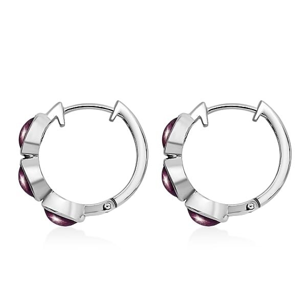 D'Joy Star Ruby Earrings In Rhodium Over Sterling Silver 5.90 Ctw