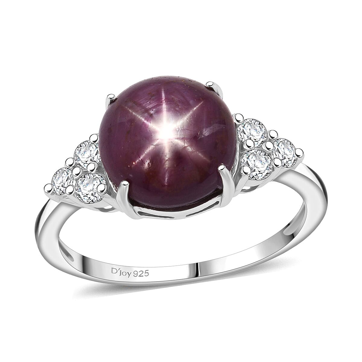 D'Joy Star Ruby Moissanite Ring in Rhodium Over Sterling Silver 7.25 ctw