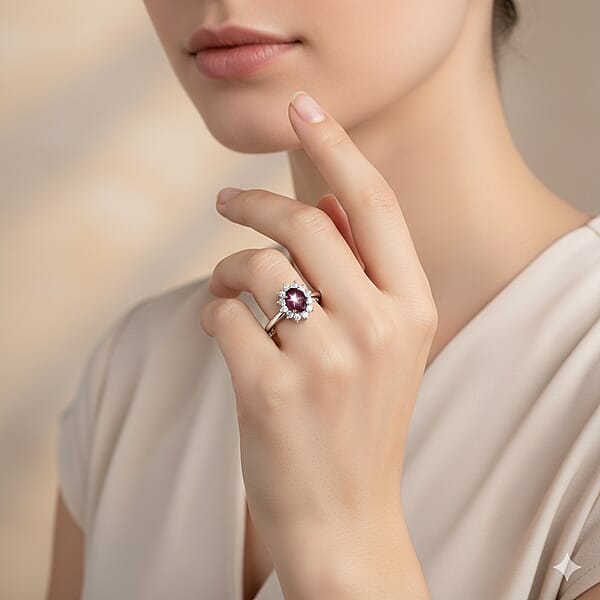 D'Joy Star Ruby White Zircon Ring In Rhodium Over Sterling Silver 2.00 Ctw