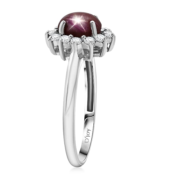 D'Joy Star Ruby White Zircon Ring In Rhodium Over Sterling Silver 2.00 Ctw