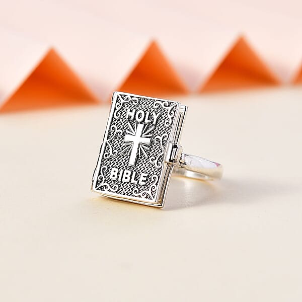 D'Joy Sterling Silver Holy Cross Bible Ring 8.50 Grams