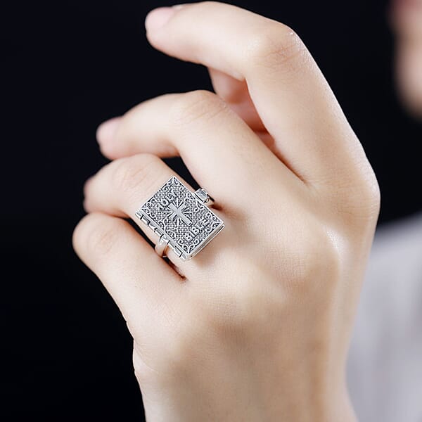 D'Joy Sterling Silver Holy Cross Bible Ring 8.50 Grams