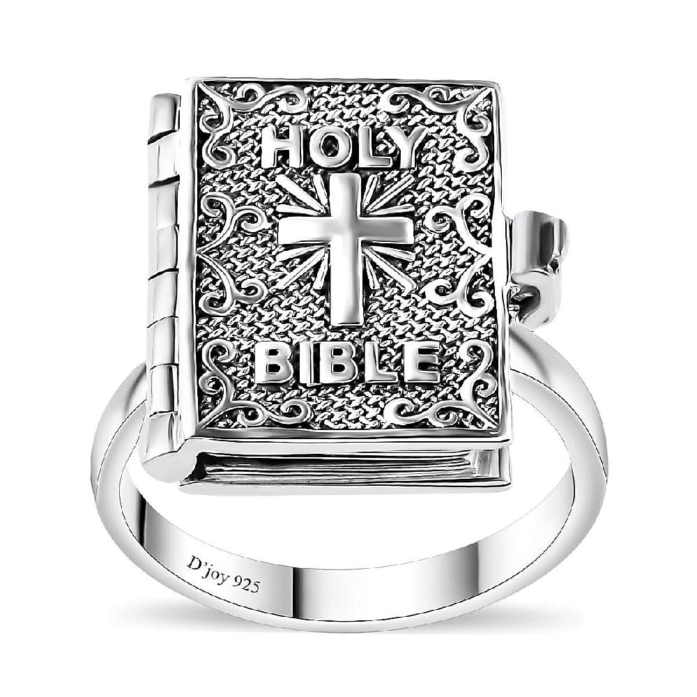 D'Joy Sterling Silver Holy Cross Bible Ring 8.50 Grams