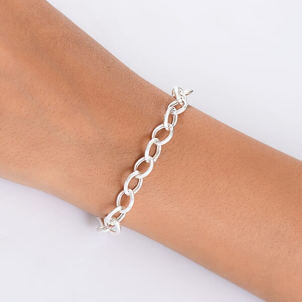 D'Joy Sterling Silver Link Chain Bracelet (7.25 In) 5.12 Grams