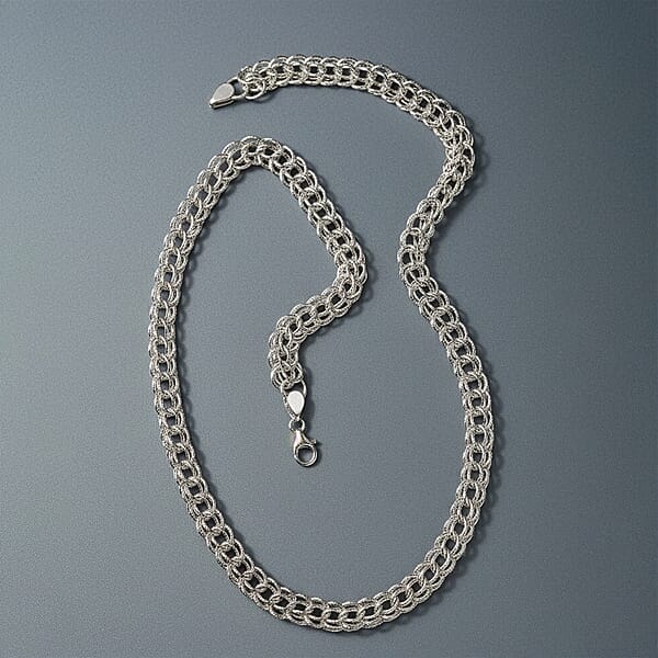 D'Joy Sterling Silver Oval Link Necklace (20 Inches) (36.50 Grams)