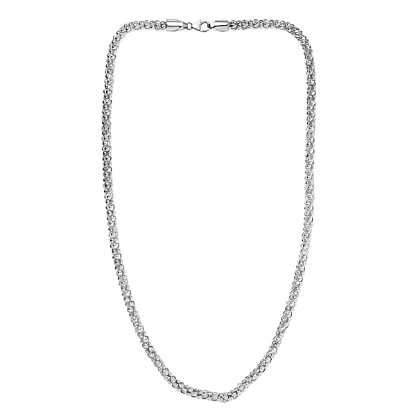 D'Joy Sterling Silver Popcorn Bead Chain Necklace (20 Inches) (23.10 Grams)