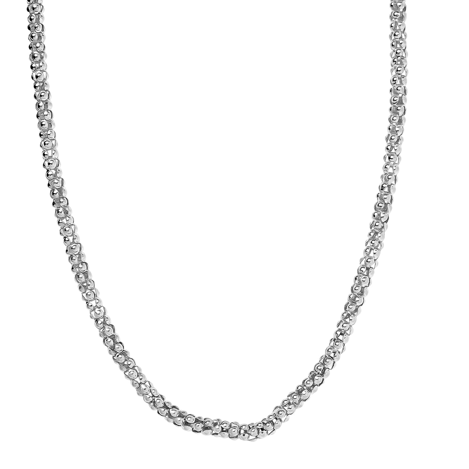 D'Joy Sterling Silver Popcorn Bead Chain Necklace (20 Inches) (23.10 Grams)