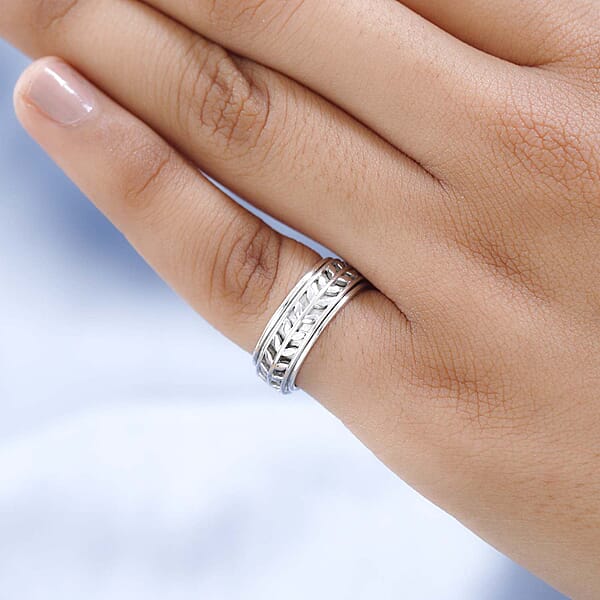 D'Joy Sterling Silver Spinner Ring Anxiety Ring For Women Fidget Rings For Anxiety For Women Promise Rings (5.20g)
