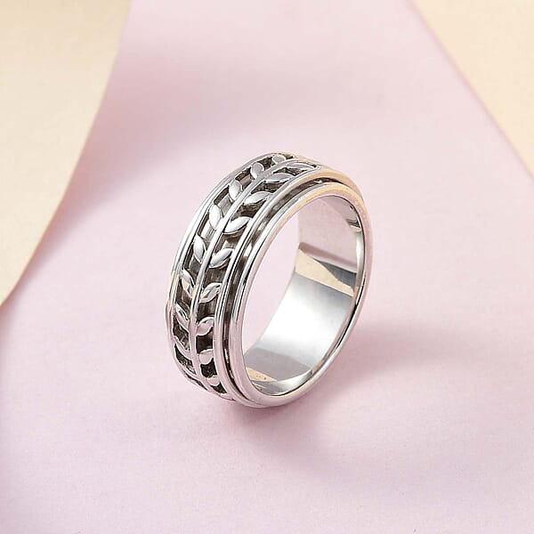 D'Joy Sterling Silver Spinner Ring Anxiety Ring For Women Fidget Rings For Anxiety For Women Promise Rings (5.20g)