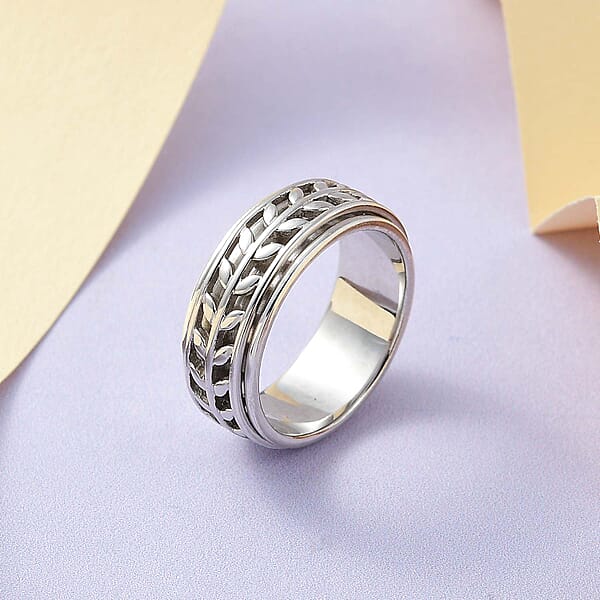 D'Joy Sterling Silver Spinner Ring Anxiety Ring For Women Fidget Rings For Anxiety For Women Promise Rings (5.20g)