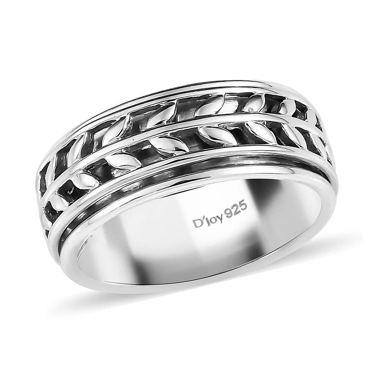 D'Joy Sterling Silver Spinner Ring Anxiety Ring for Women Fidget Rings for Anxiety for Women Promise Rings (5.20g)