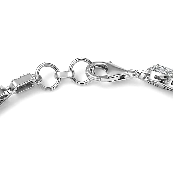D'Joy Strontium Titanate And Moissanite 8.35 Ctw Oval Symphony Bracelet In Rhodium Over Sterling Silver (7.25 In)