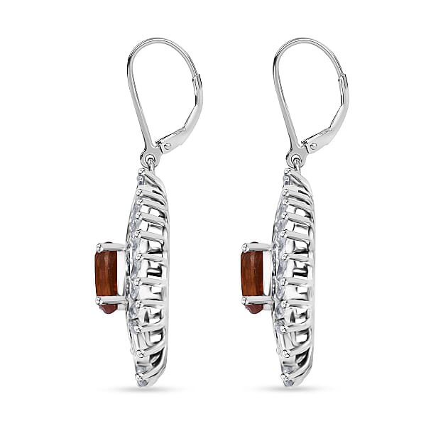 D'Joy Tangerine Kyanite And White Zircon 6.60 Ctw Twilight Crest Earrings In Rhodium Over Sterling Silver