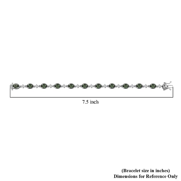 D'Joy Tanzania Natural Green Apatite And White Zircon 11.00 Ctw Bracelet In Rhodium Over Sterling Silver (7.25 In)