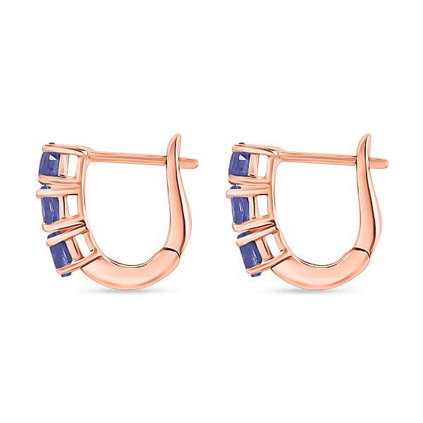 D'Joy Tanzanite 0.90 Ctw Hoop Earrings In 18K Vermeil Rose Gold Over Sterling Silver (Del. In 10-12 Days)