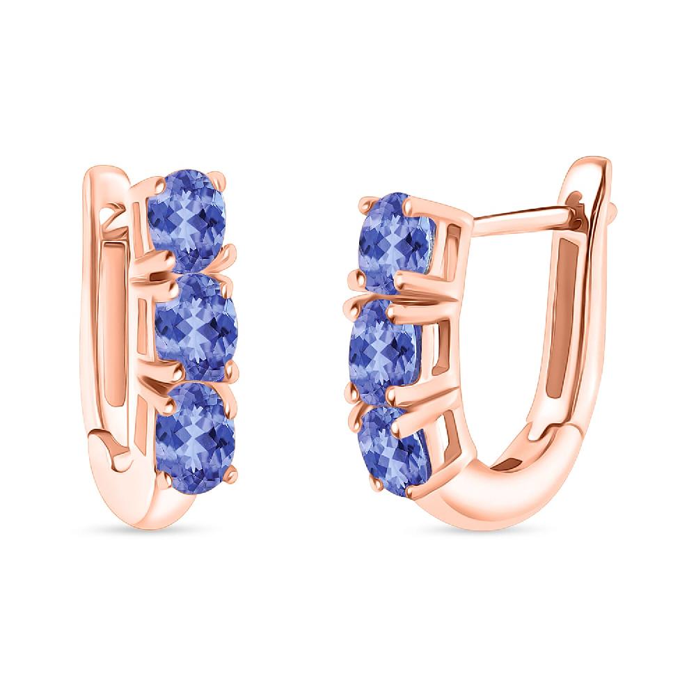 D'Joy Tanzanite 0.90 ctw Hoop Earrings in 18K Vermeil Rose Gold Over Sterling Silver (Del. in 10-12 Days)