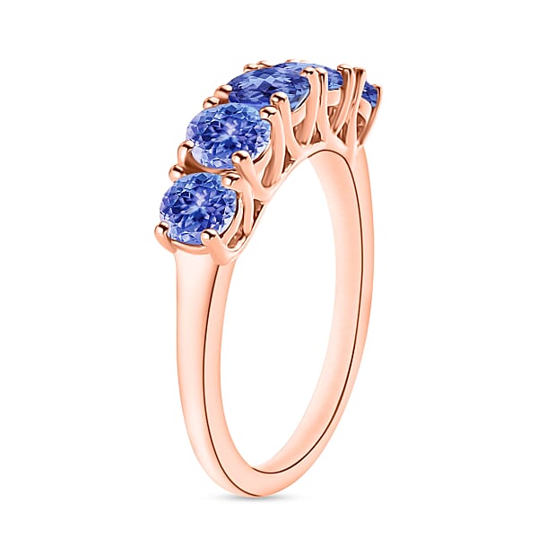 D'Joy Tanzanite 1.25 Ctw 5 Stone Ring In 18K Vermeil Rose Gold Over Sterling Silver