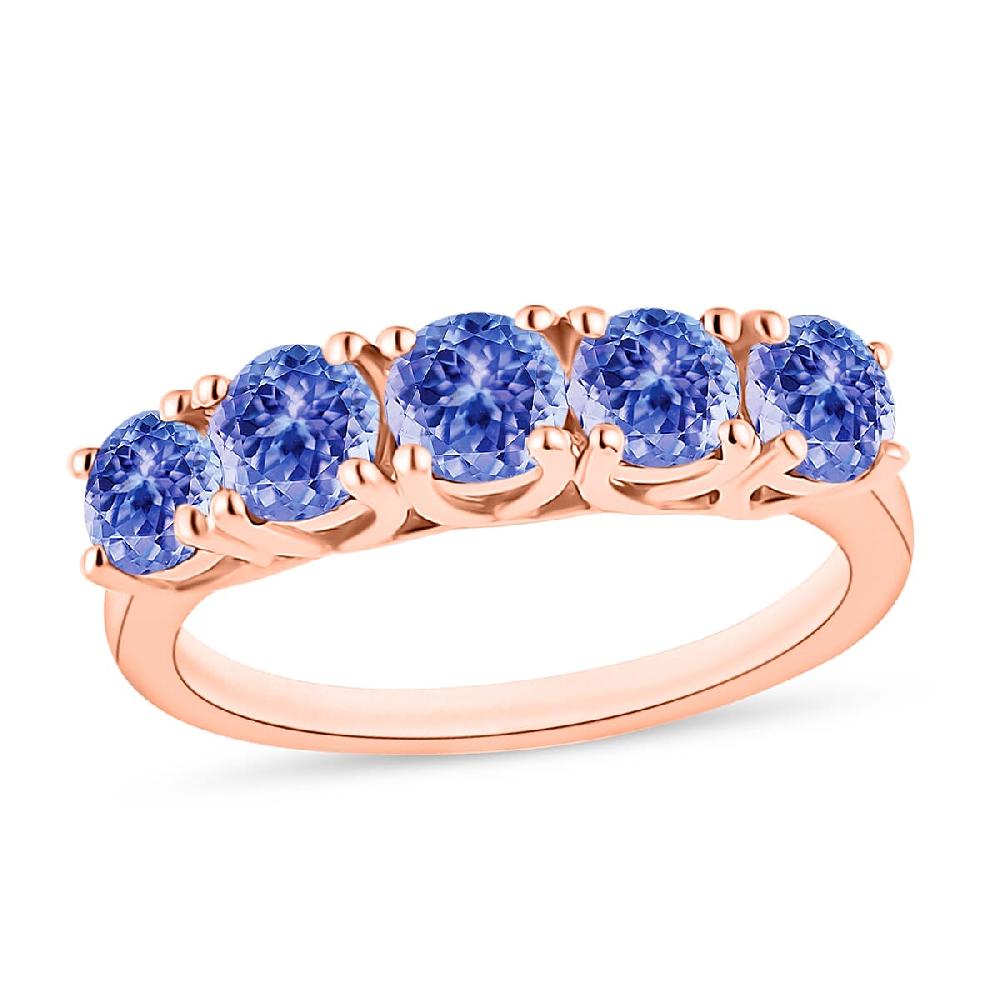 D'Joy Tanzanite 1.25 ctw 5 Stone Ring in 18K Vermeil Rose Gold Over Sterling Silver