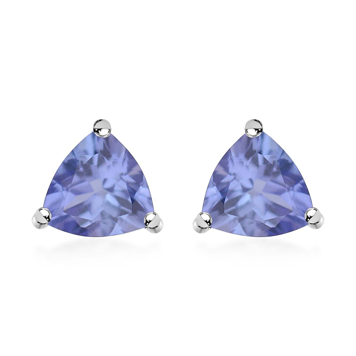 D'Joy Tanzanite 1.60 ctw Solitaire Stud Earrings in Platinum Over Sterling Silver (Del. in 10-12 Days)