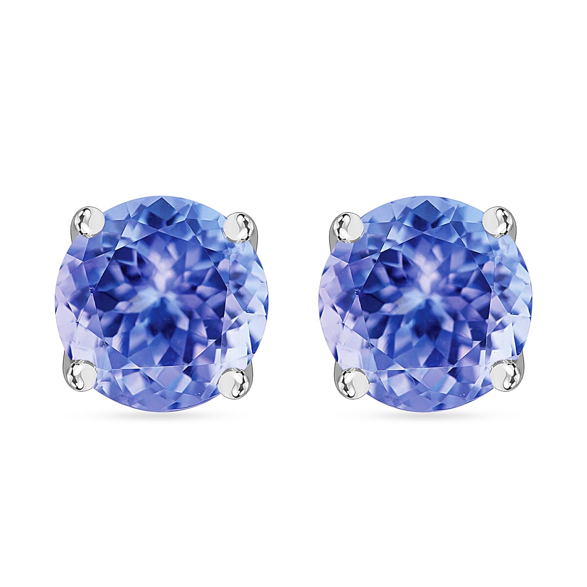 D'Joy Tanzanite 1.80 ctw Solitaire Stud Earrings in Platinum Over Sterling Silver