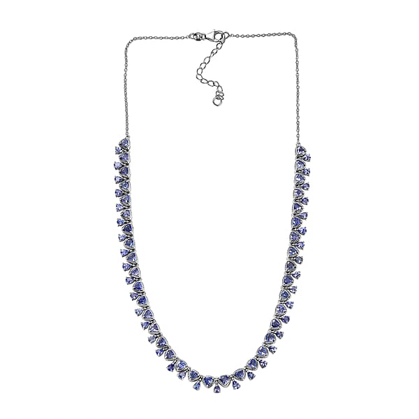 D'Joy Tanzanite 13.00 Ctw Floral Vines Necklace In Rhodium Over Sterling Silver 18 Inches