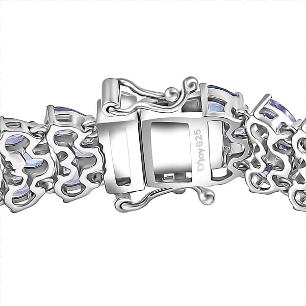 D'Joy Tanzanite 19 Ctw Wisteria Blossom Bracelet In Rhodium Over Sterling Silver (7.25 In)