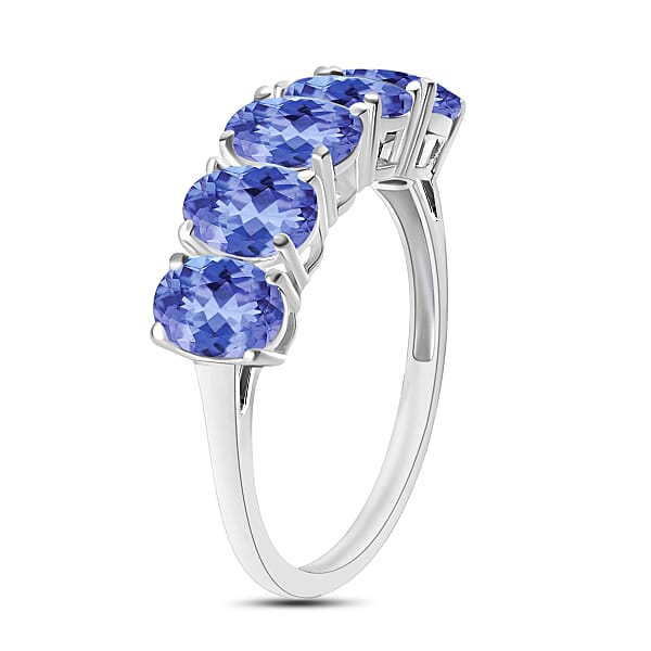 D'Joy Tanzanite 2.25 Ctw 5 Stone Ring In Platinum Over Sterling Silver