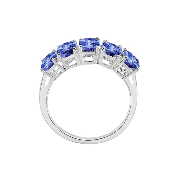 D'Joy Tanzanite 2.25 Ctw 5 Stone Ring In Platinum Over Sterling Silver