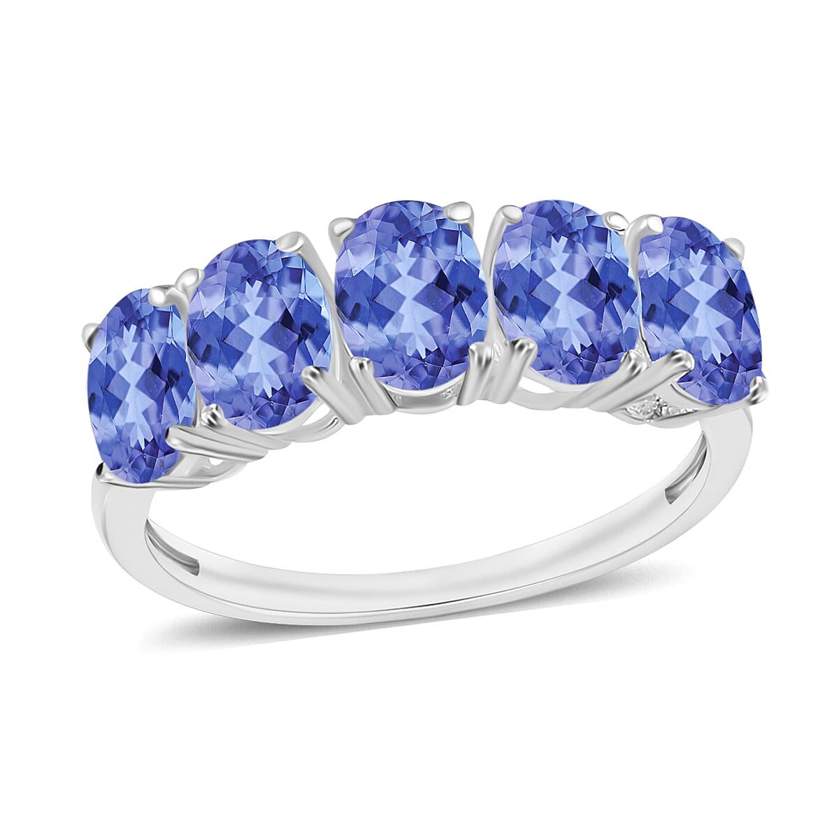 D'Joy Tanzanite 2.25 Ctw 5 Stone Ring In Platinum Over Sterling Silver