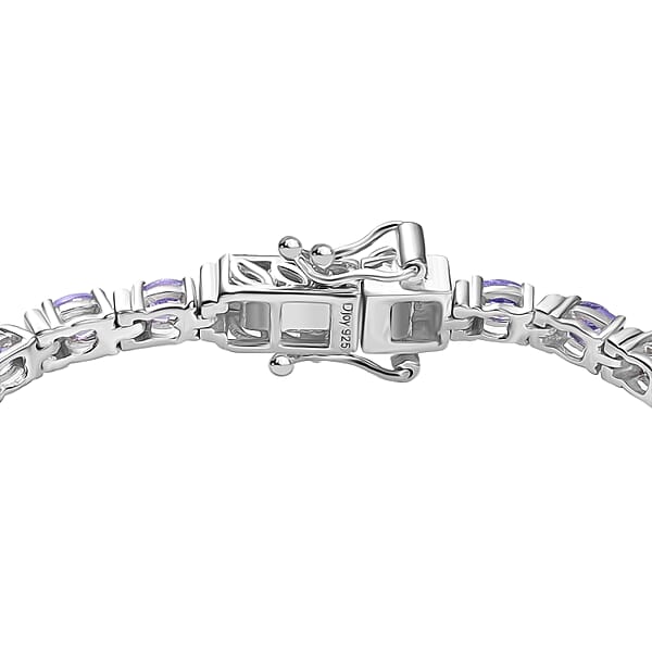 D'Joy Tanzanite 5.15 Ctw Pebbles Garden Bracelet In Rhodium Over Sterling Silv (6.50 In)