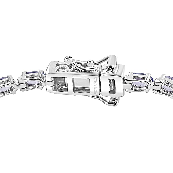 D'Joy Tanzanite 6.15 Ctw Tennis Bracelet In Rhodium Over Sterling Silver (7.25 In)