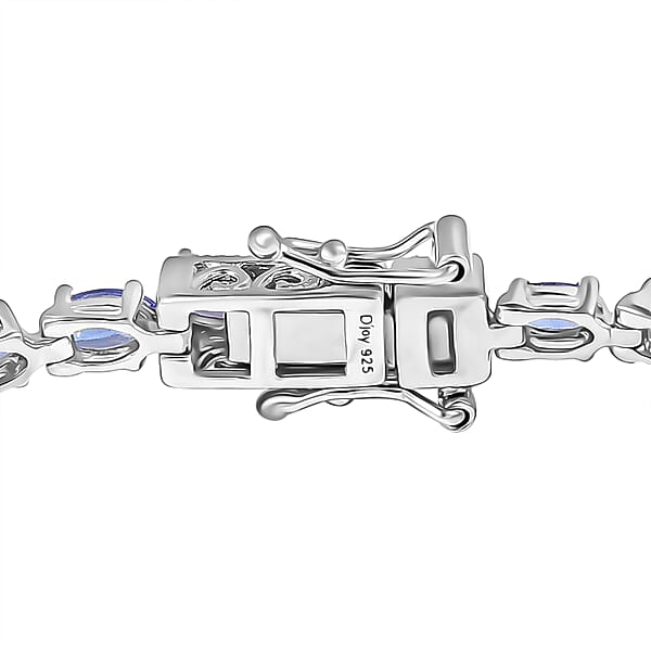 D'Joy Tanzanite 7.50 Ctw Blue Floral Vines Bracelet In Rhodium Over Sterling Silver (7.25 In)