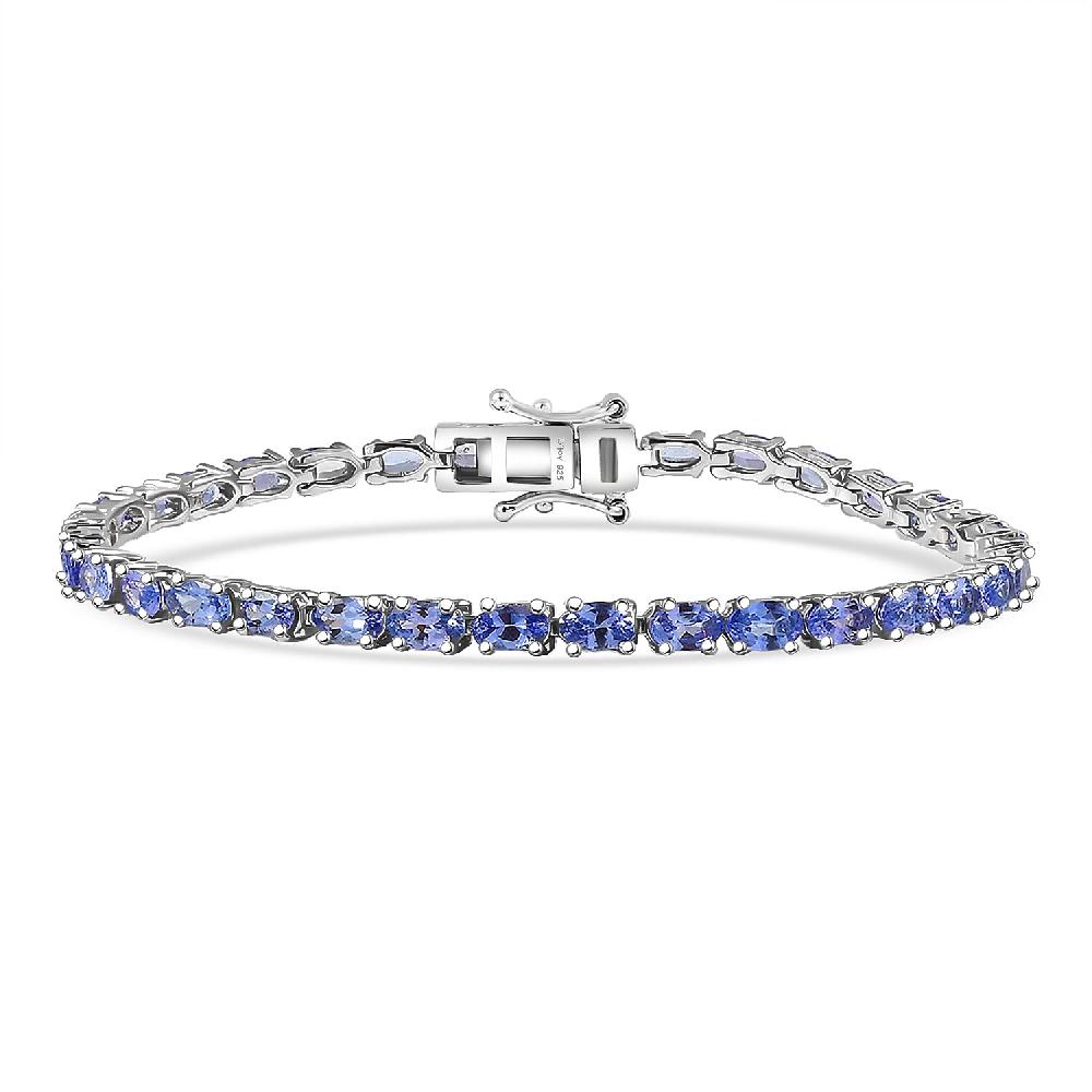 D'Joy Tanzanite 7.50 ctw Blue Floral Vines Bracelet in Rhodium Over Sterling Silver (7.25 In)