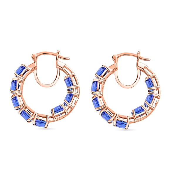 D'Joy Tanzanite 7.68 Ctw Inside Out Hoop Earrings In 18K Vermeil Rose Gold Over Sterling Silver