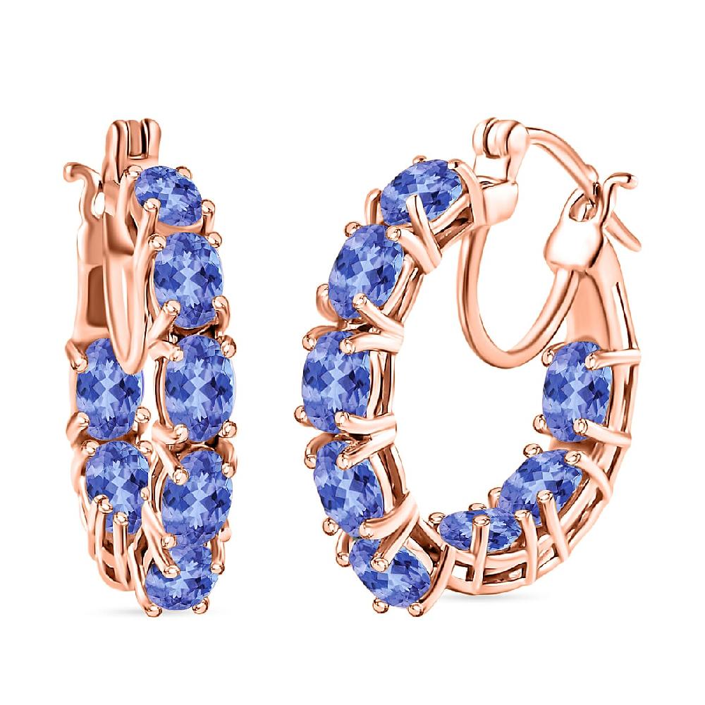 D'Joy Tanzanite 7.68 ctw Inside Out Hoop Earrings in 18K Vermeil Rose Gold Over Sterling Silver