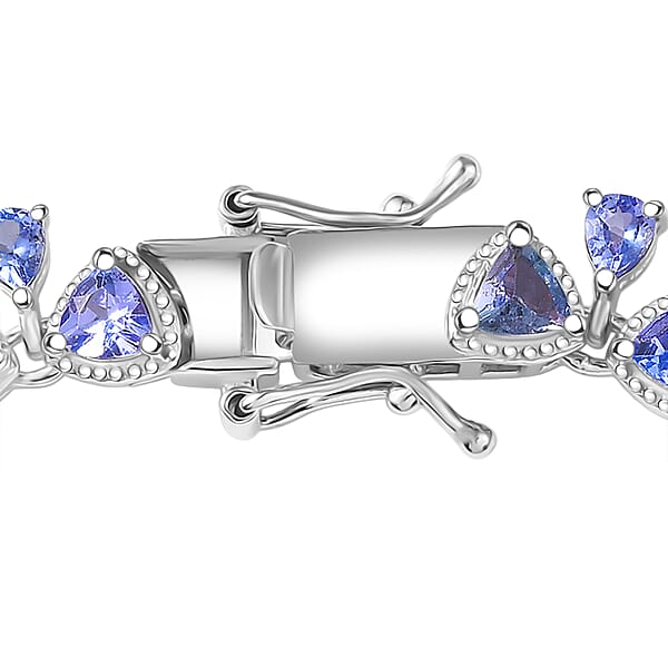 D'Joy Tanzanite 8.25 Ctw Floral Vines Bracelet In Rhodium Over Sterling Silver (8.00 In)