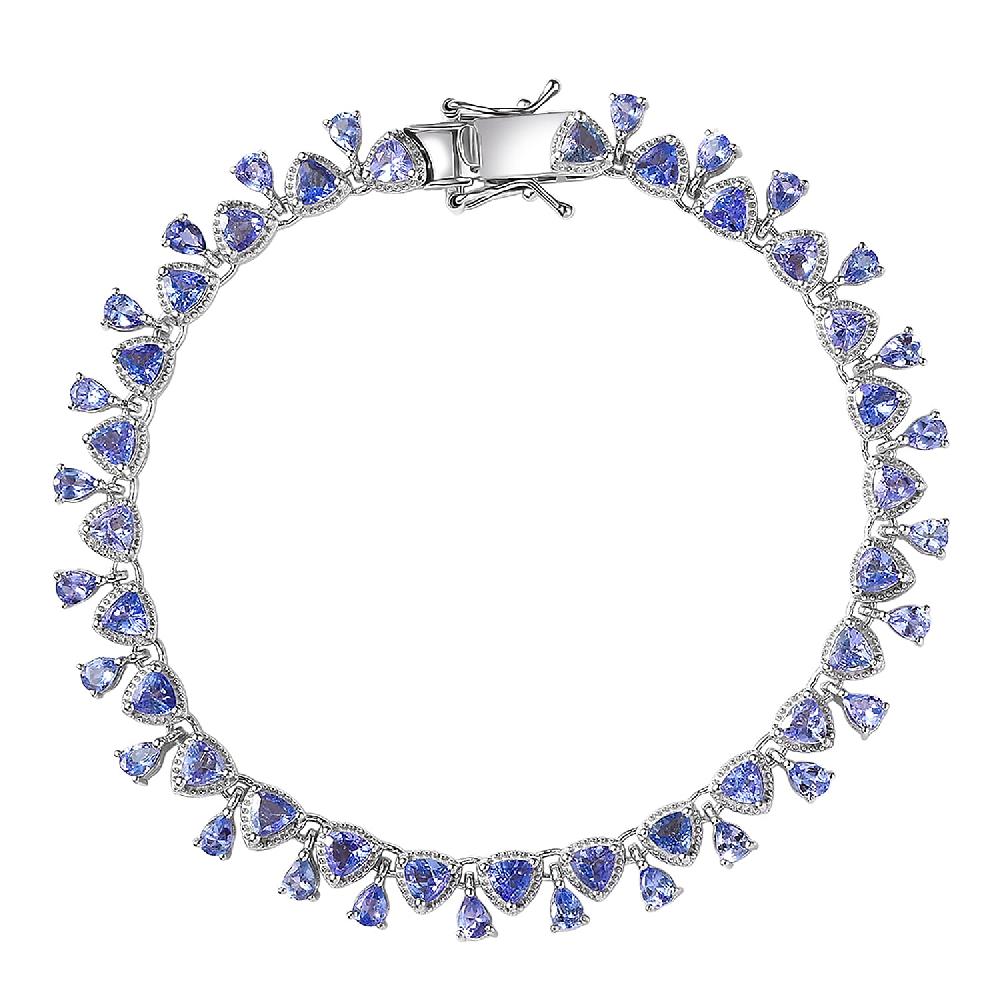 D'Joy Tanzanite 8.25 ctw Floral Vines Bracelet in Rhodium Over Sterling Silver (8.00 In)