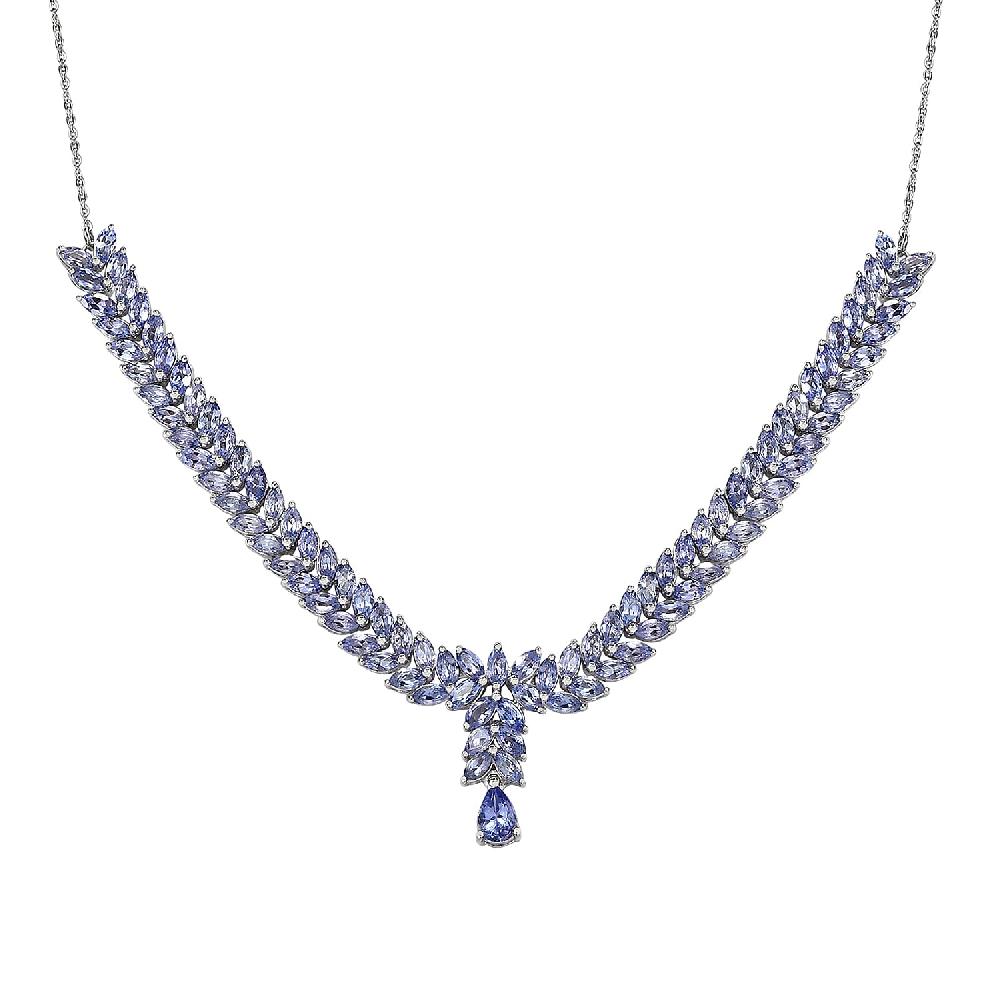 D'Joy Tanzanite 8.50 ctw Dynasty in Blue Necklace 18 Inches in Rhodium Over Sterling Silver